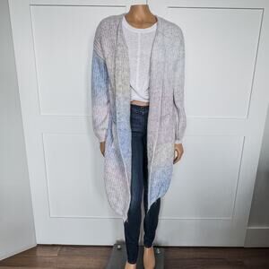 NWT-Audrey Parks by Francesca’s-Elaine Fuzzy Long Cardigan-Pastels-Women’s Small